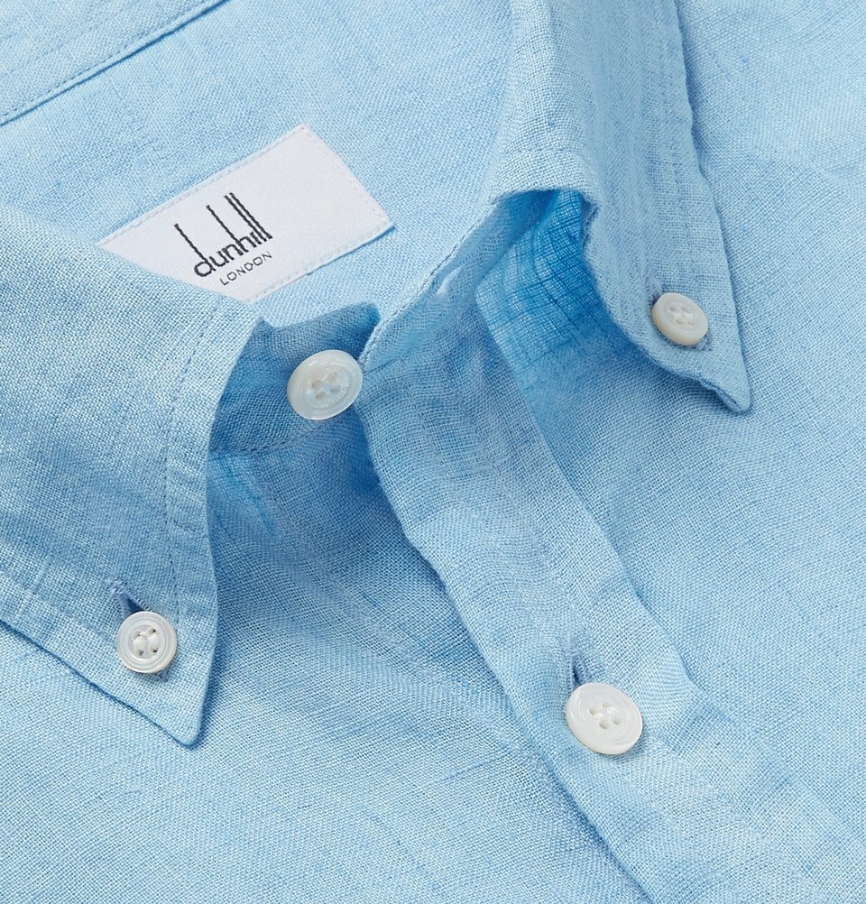 Dunhill - Button-Down Collar Linen Shirt - Light blue Dunhill