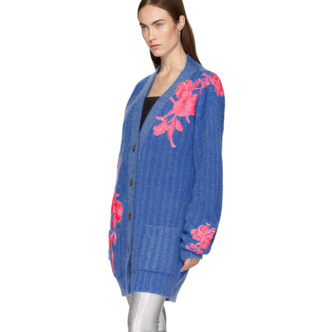 Christopher Kane Blue Flower Embroidery Cardigan Christopher Kane