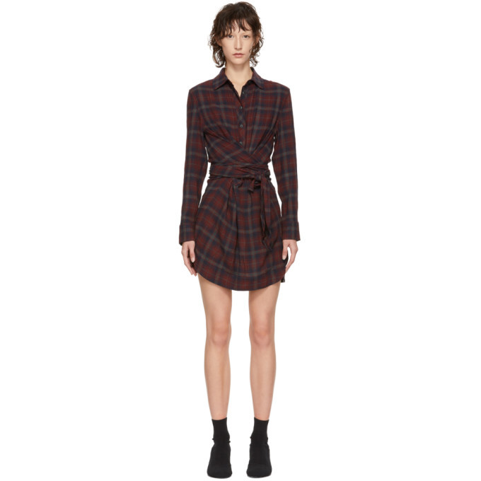 burgundy check dress