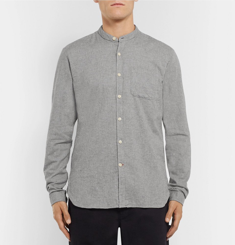 Oliver Spencer - Grandad-Collar Cotton Shirt - Men - Gray