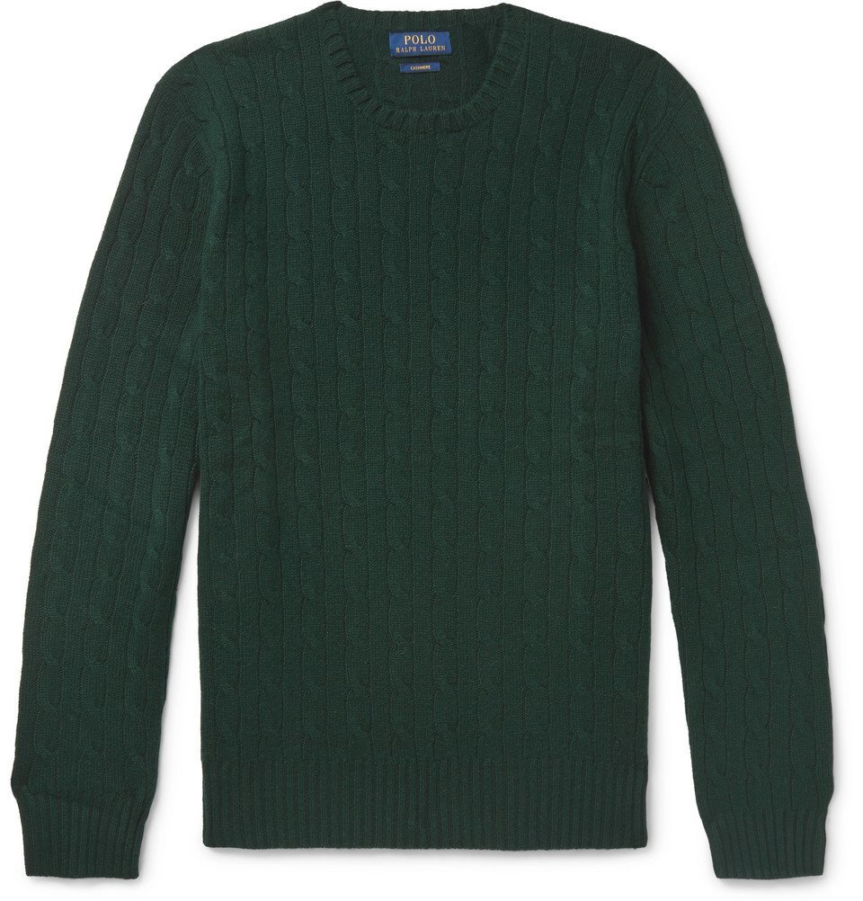 Polo Ralph Lauren - Cable-Knit Cashmere Sweater - Men - Dark green Polo Ralph  Lauren