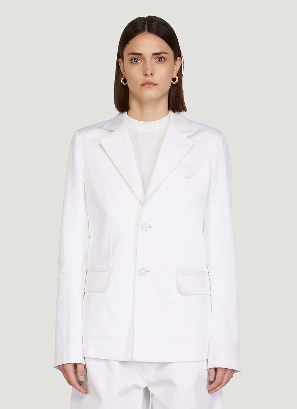 Classic Twill Blazer in White Bottega Veneta