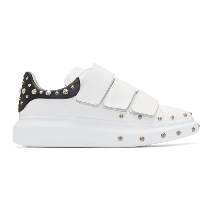 Alexander McQueen White and Black Studded Straps Oversized 
