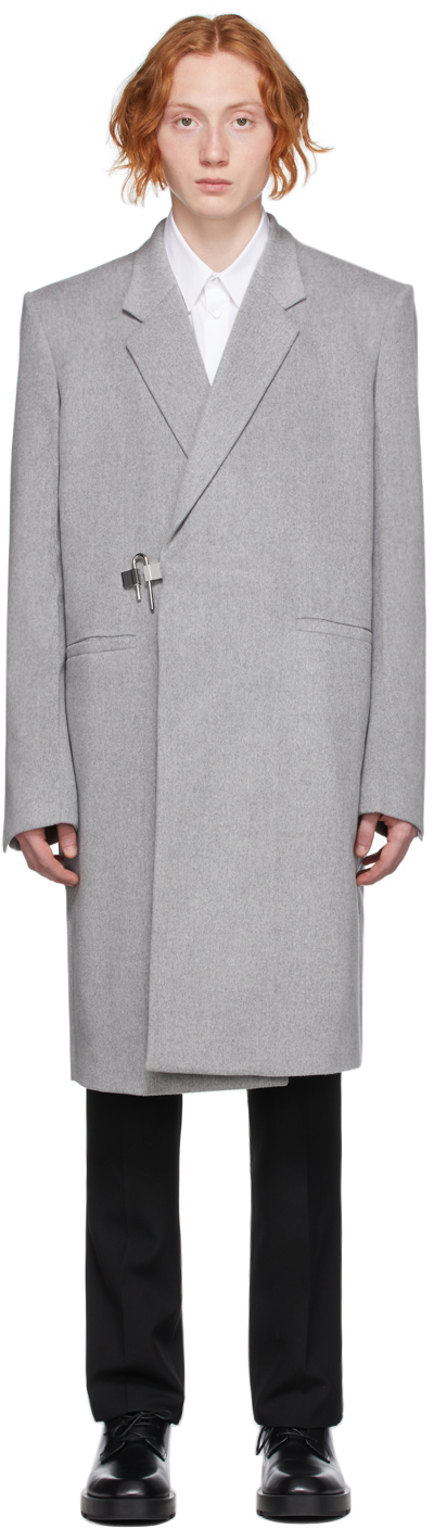 Givenchy Grey Wool Padlock Coat Givenchy