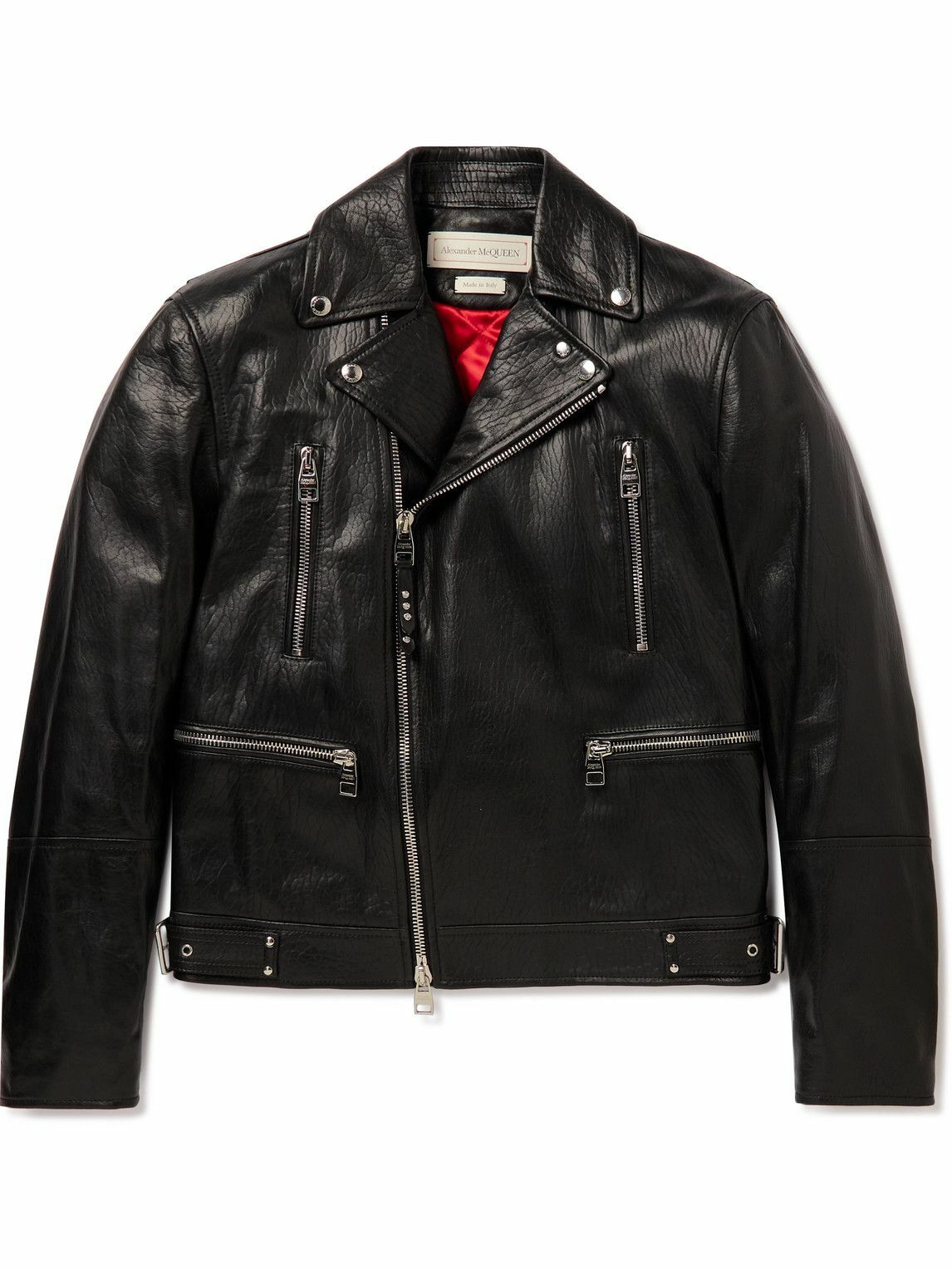 Photo: Alexander McQueen - Slim-Fit Zip-Detailed Leather Biker Jacket - Black