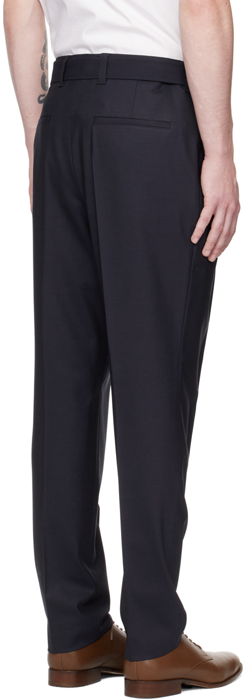 BOSS Navy Relaxed-Fit Trousers BOSS