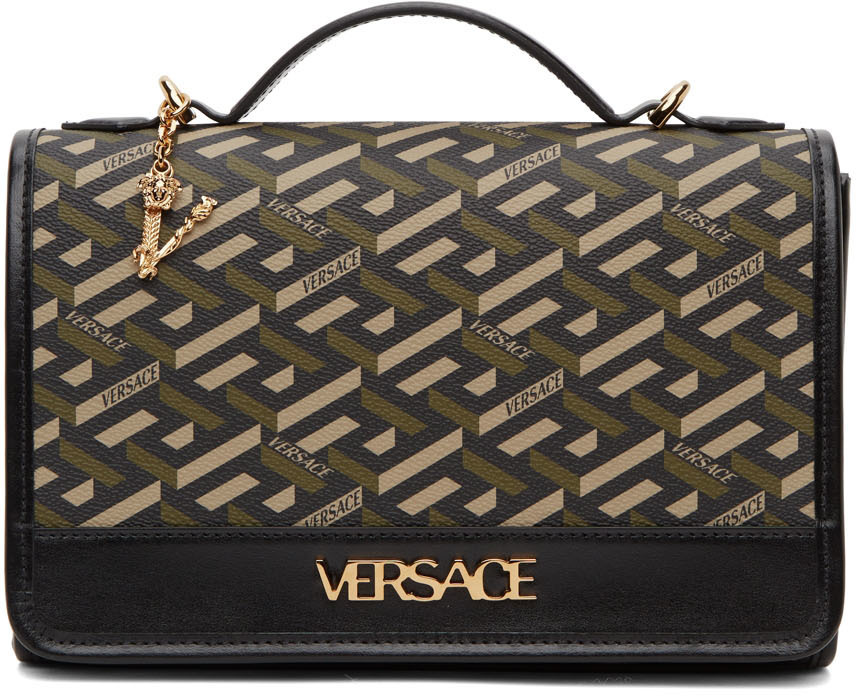 Versace Black La Greca Signature Shoulder Bag Versace
