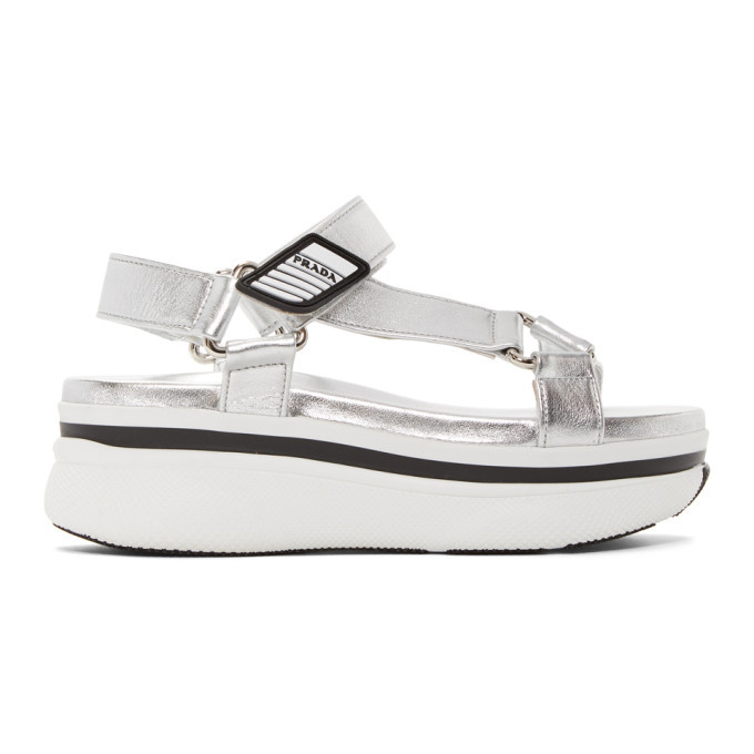 prada silver platform sandals