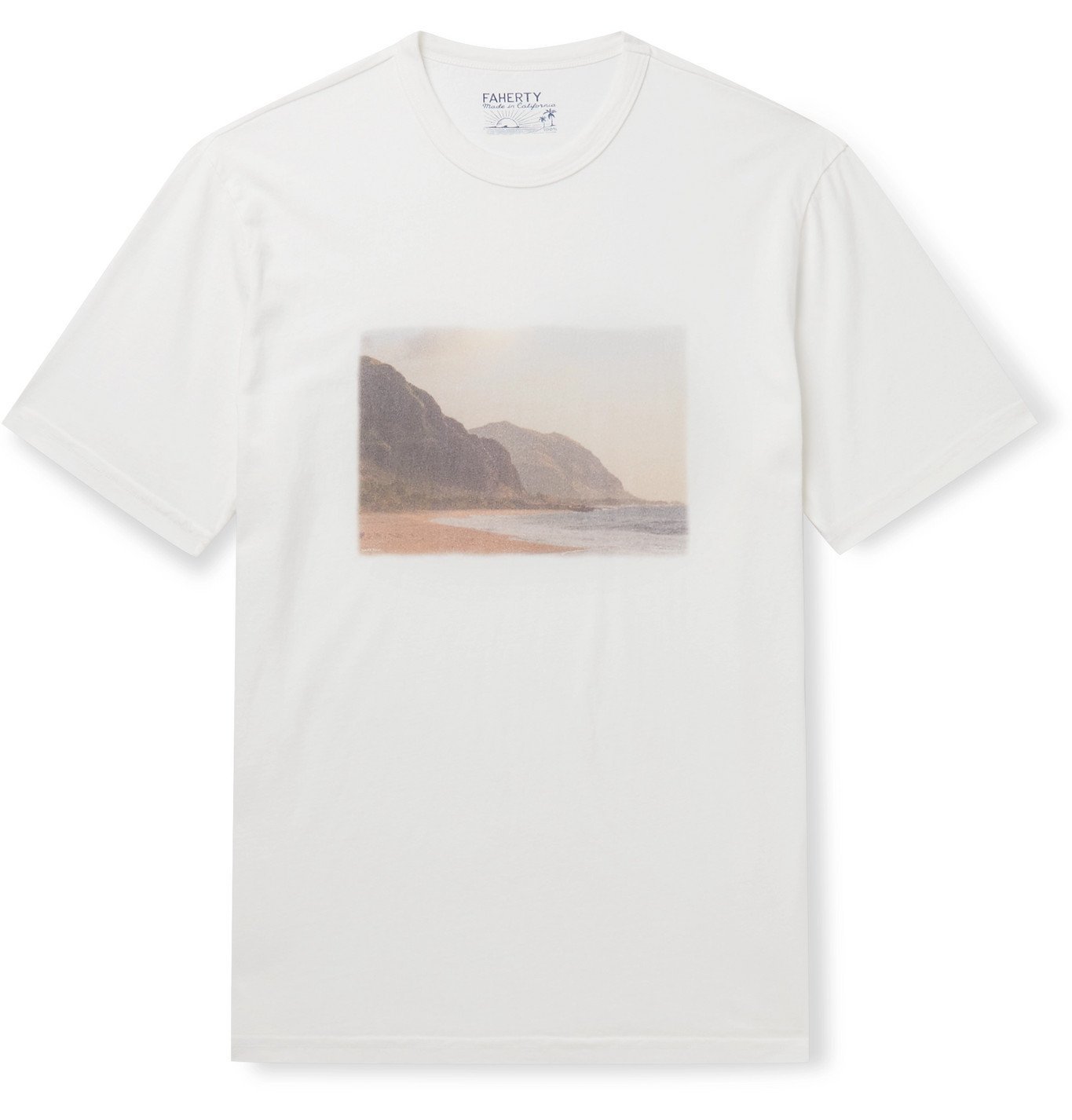 Faherty Printed Organic CottonJersey TShirt White Faherty