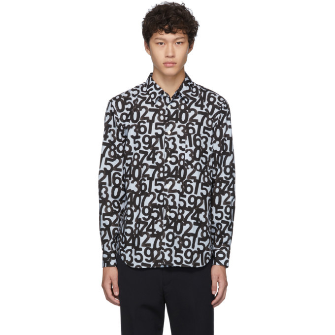 Comme des Garcons Homme Deux Blue and White Number Shirt Comme des Garcons  Homme Deux