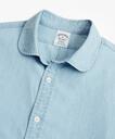 Brooks Brothers Men's Regent Regular-Fit Sport Shirt, Golf Collar Chambray | Light Blue