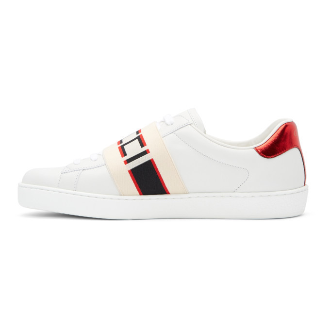 gucci white new ace elastic band sneakers