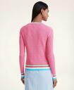 Brooks Brothers Women's Cotton Pointelle Tipped Cardigan | Pink
