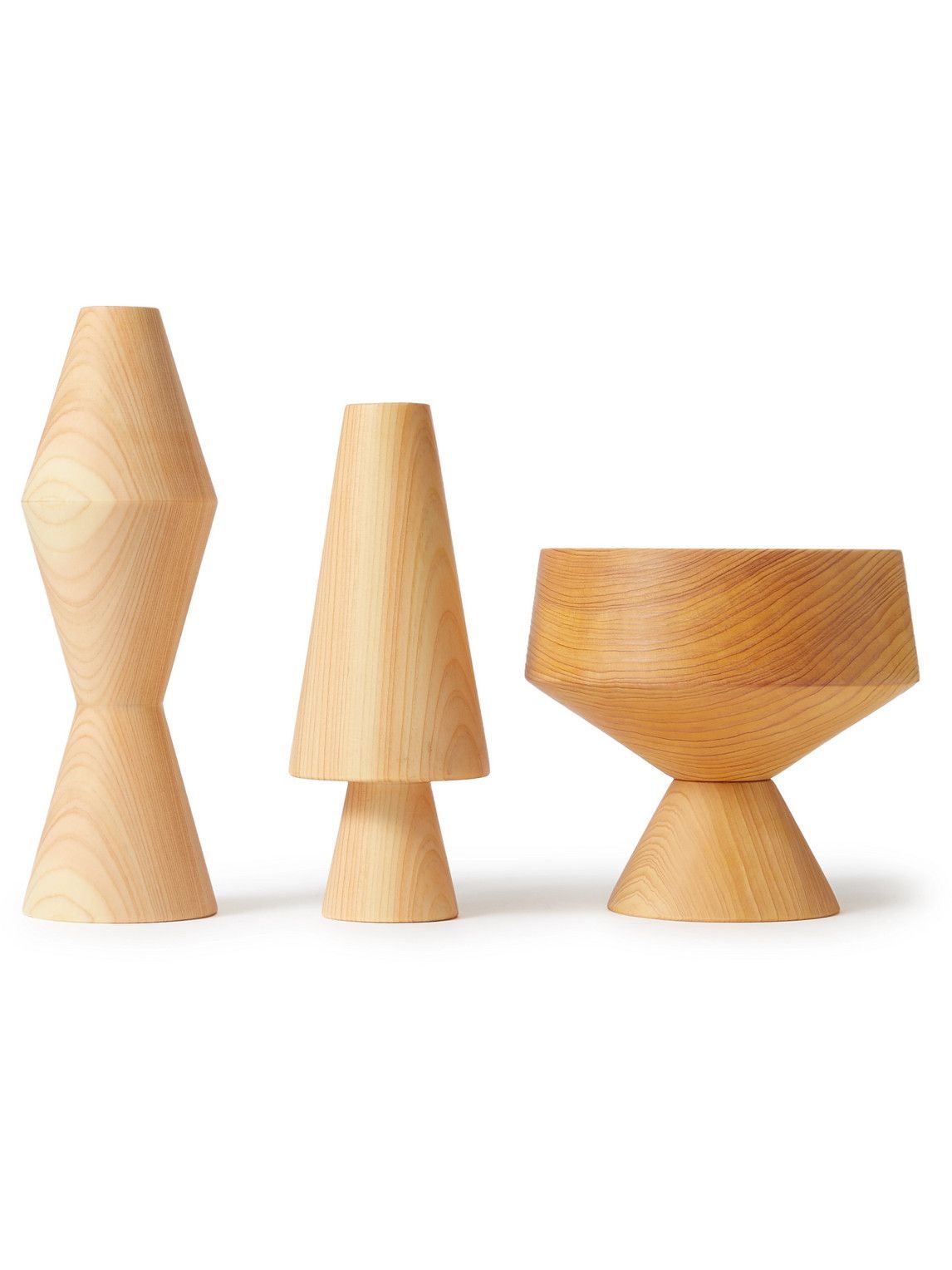 Photo: Japan Best - Set of Three Hinoki Cypress Wood Vases