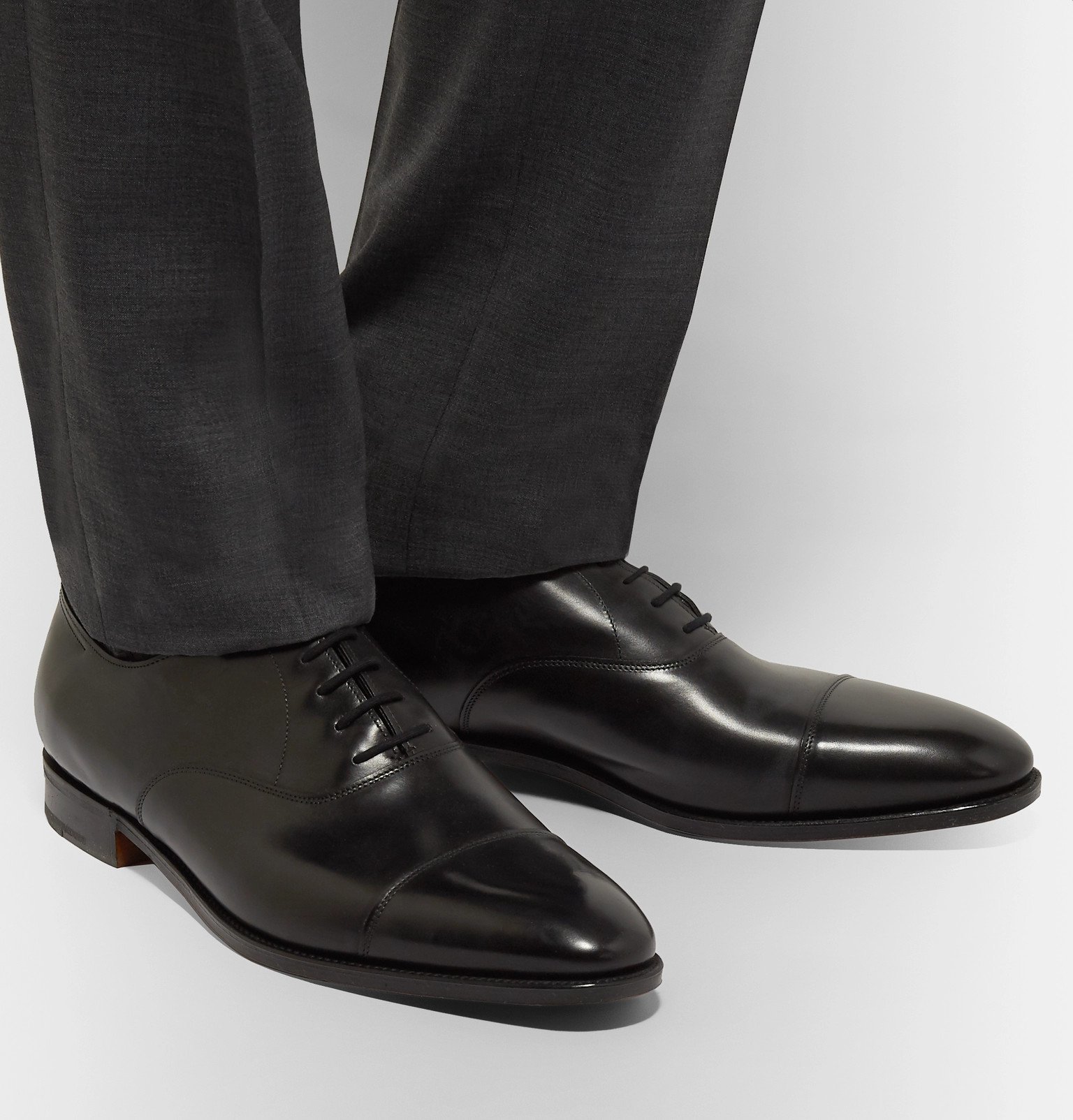 John Lobb - City II Burnished-Leather Oxford Shoes - Black John Lobb