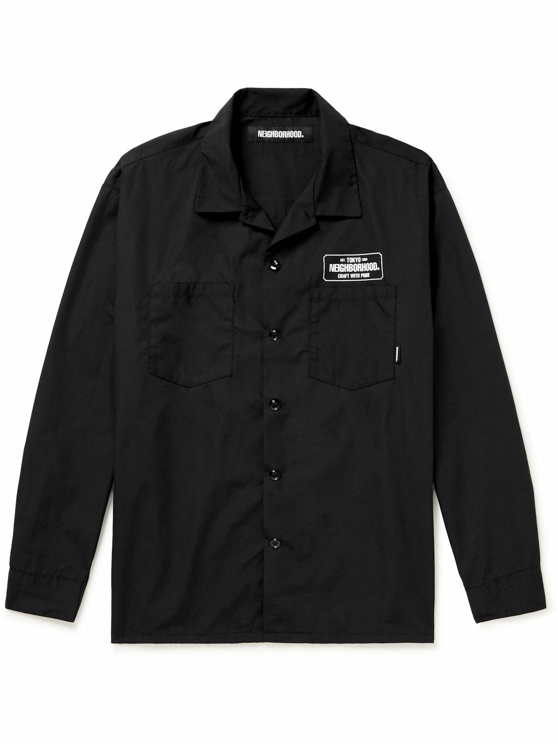 Neighborhood logo print canvas shirt black neighborhood