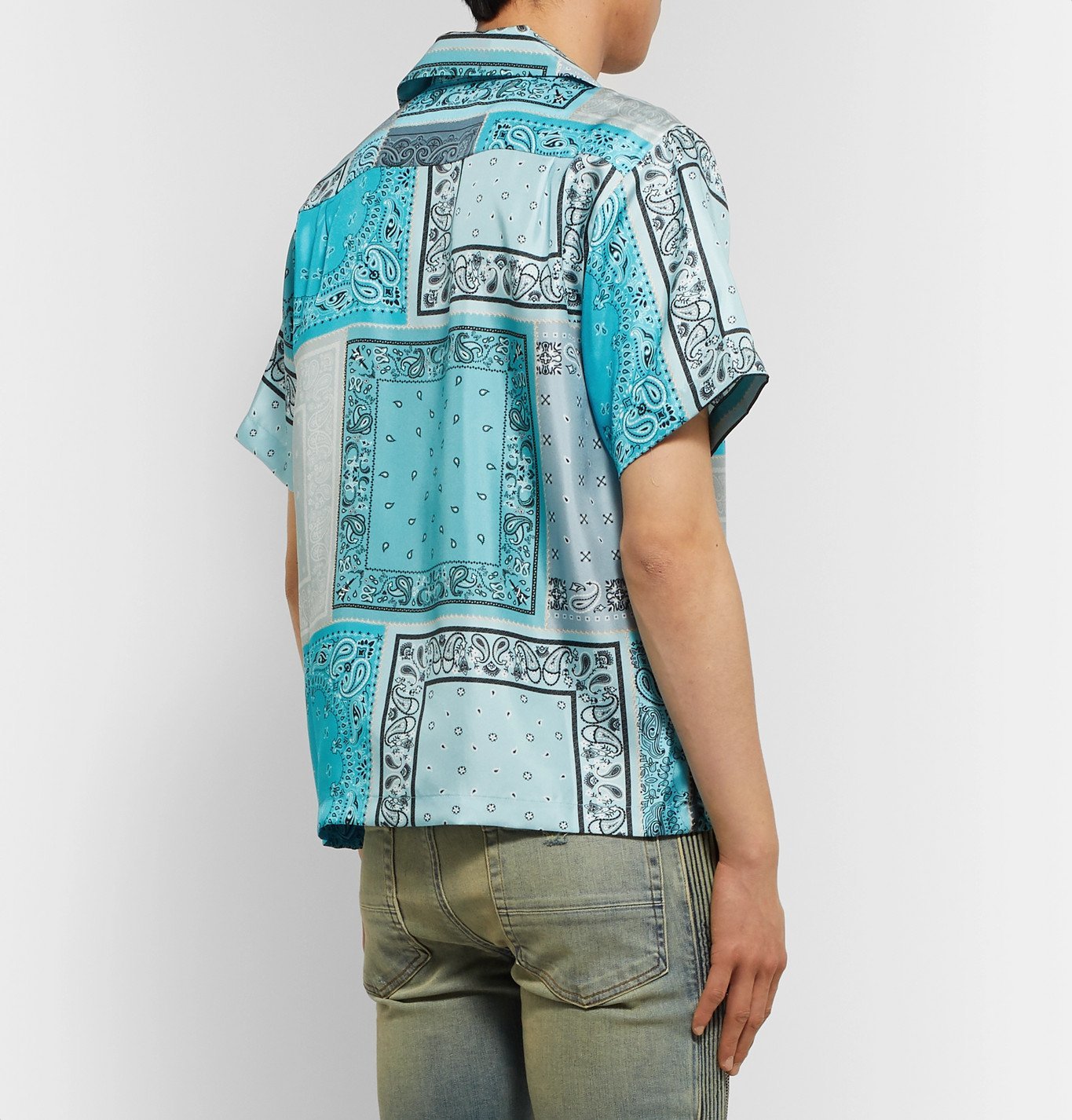 AMIRI - Camp-Collar Bandana-Print Silk-Twill Shirt - Blue Amiri