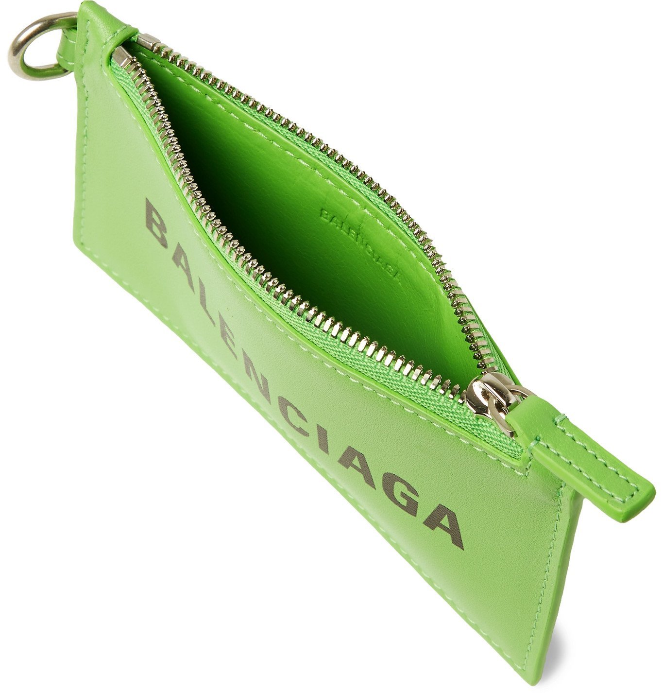 Balenciaga LogoPrint Leather Cardholder Green Balenciaga
