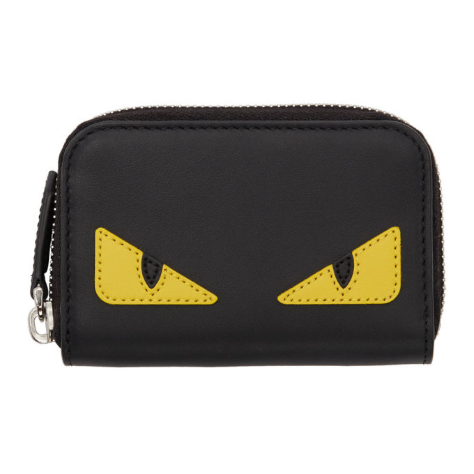 Fendi Black Small Bag Bugs Zip Around Wallet Fendi