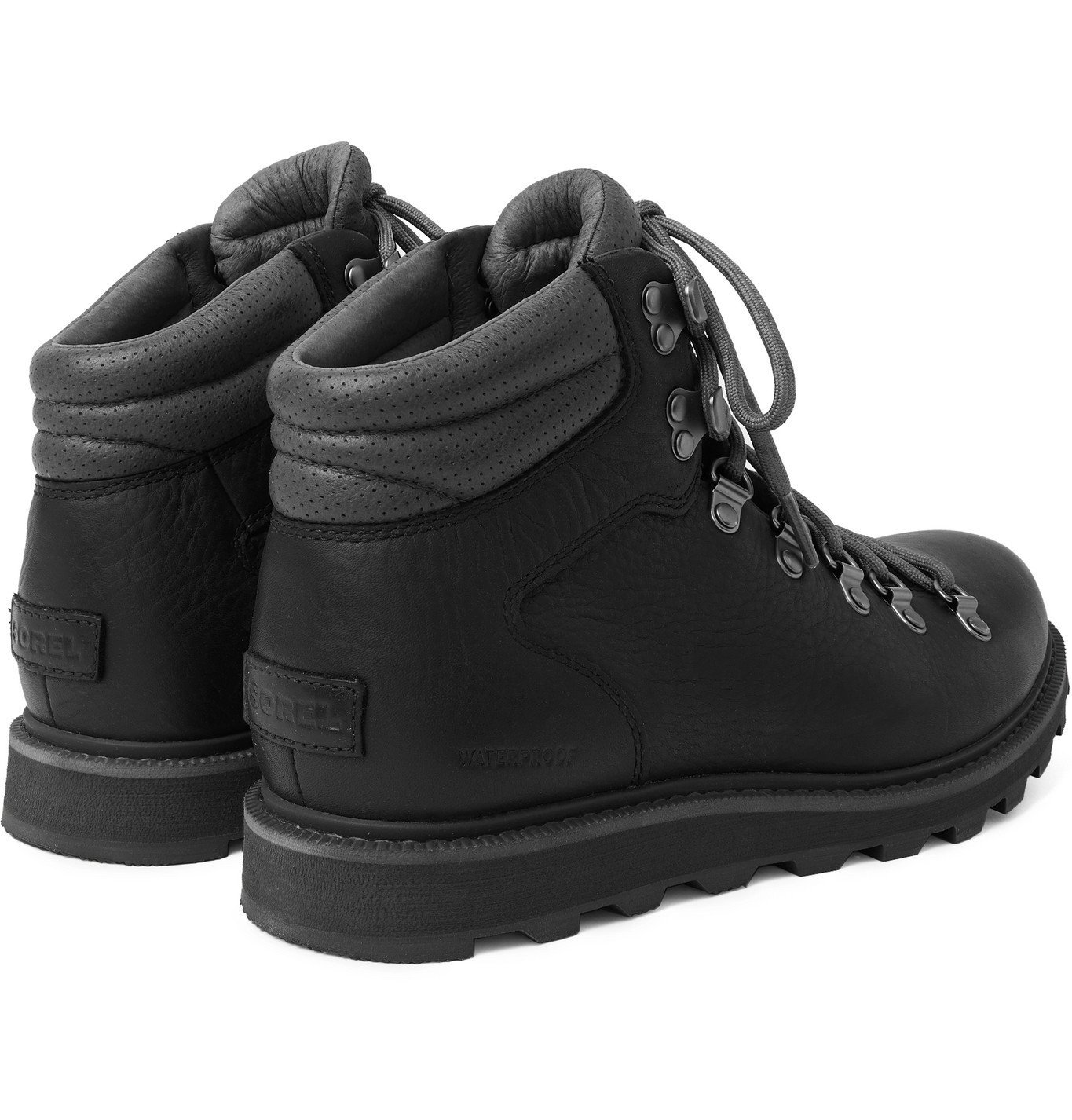 Sorel Madson II SuedeTrimmed TexturedLeather Hiking Boots Black Sorel