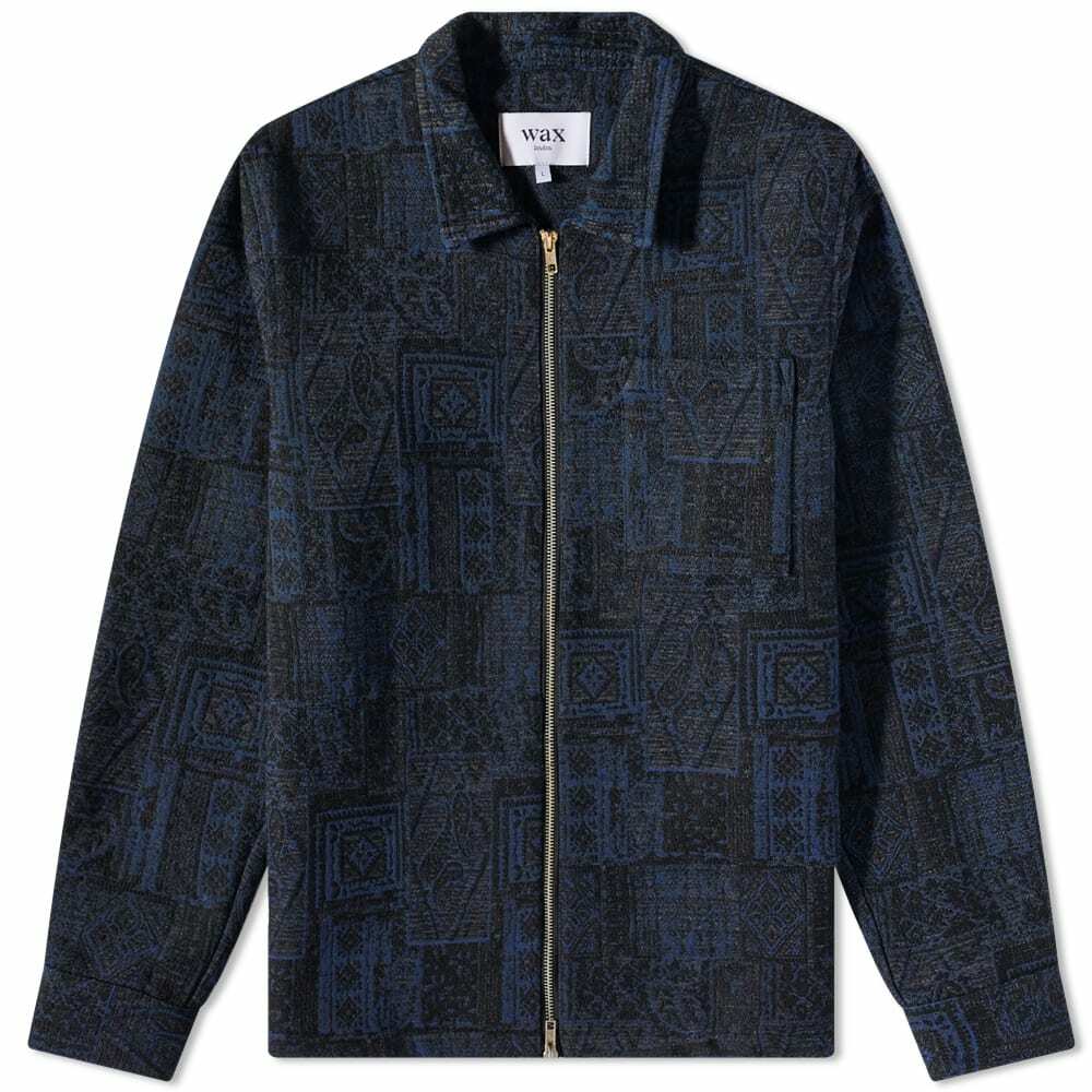 Wax London Men's Spin Jacquard Chase Jacket in Navy And Ecru Wax London