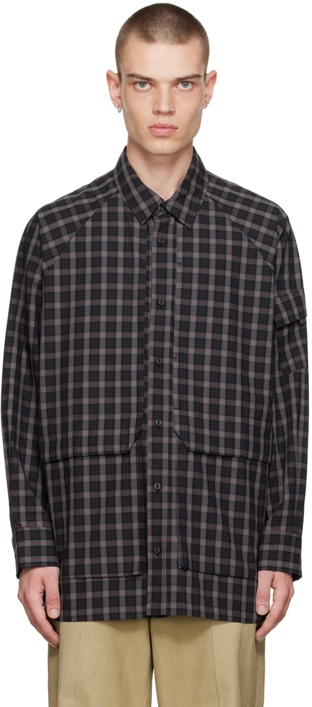 meanswhile Black Check Shirt