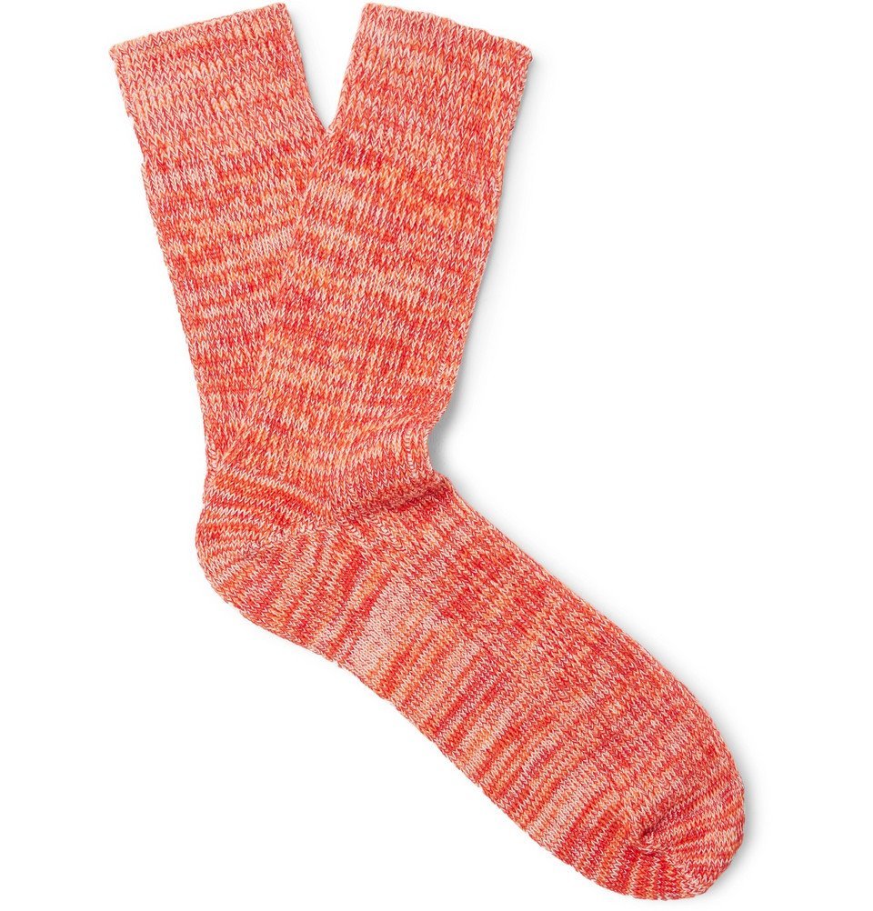 Albam - Mélange Cotton-Blend Socks - Men - Coral Albam