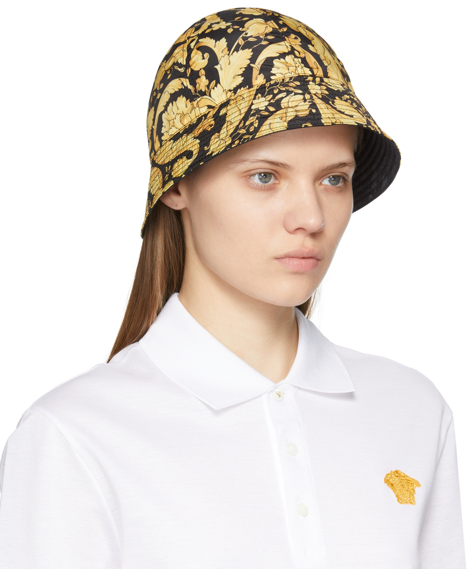 Gold Barocco All Over Bucket Hat Versace