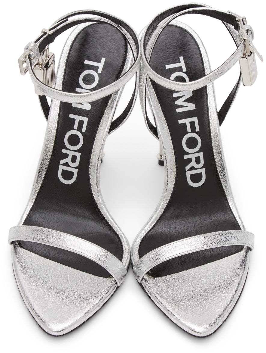 TOM FORD Silver Padlock Heeled 105 Sandals TOM FORD