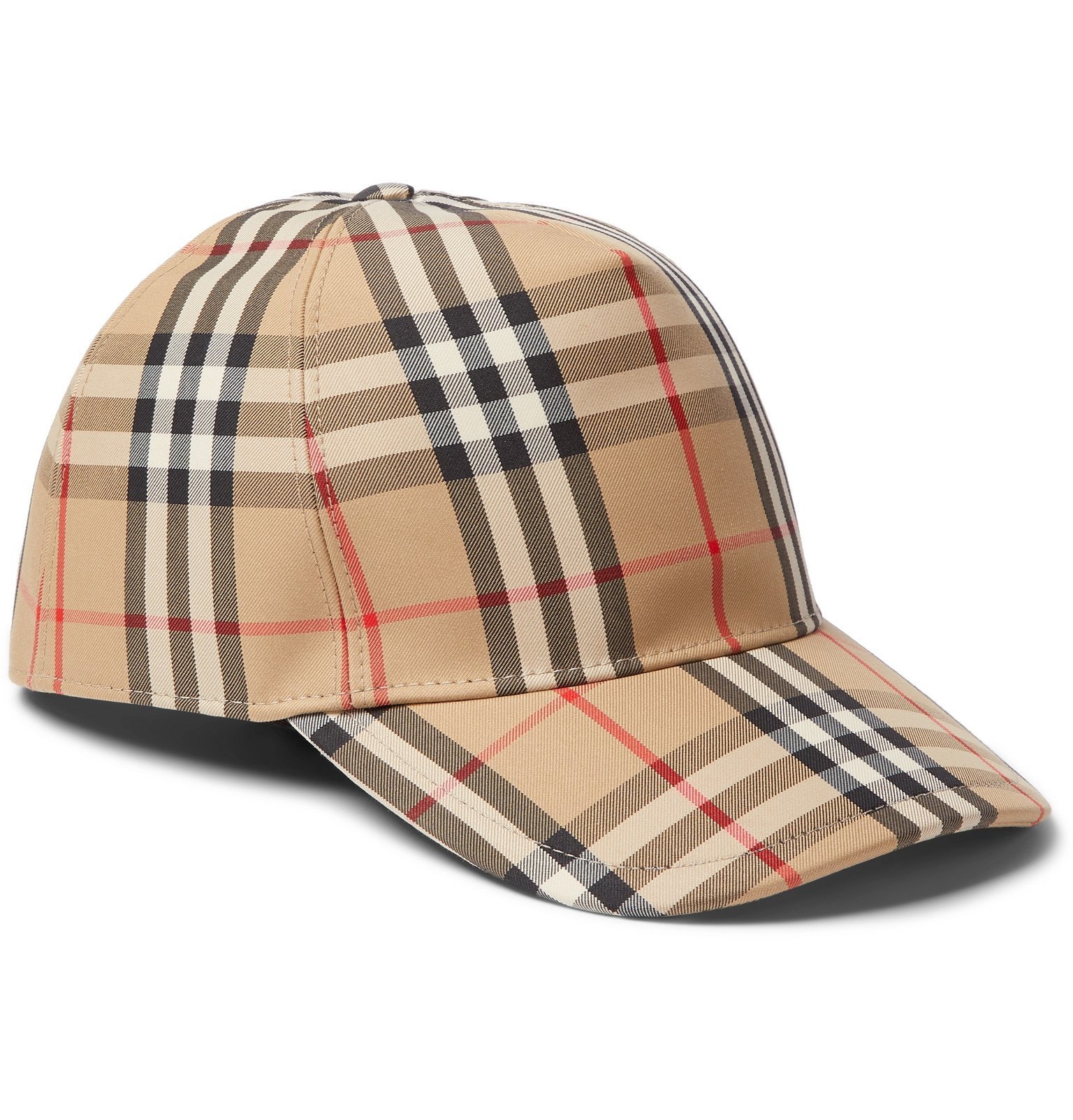 Burberry - Leather-Trimmed Checked Cotton-Blend Canvas Baseball Cap - Brown  Burberry