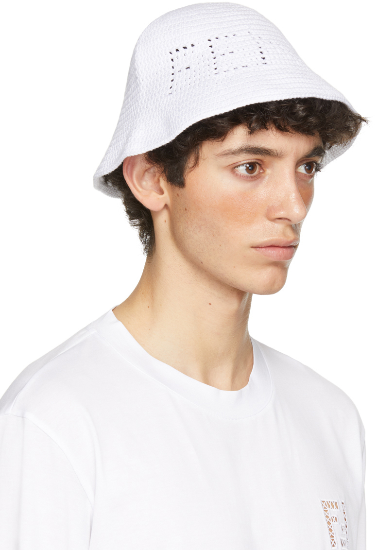 Fendi White Cotton Bucket Hat Fendi
