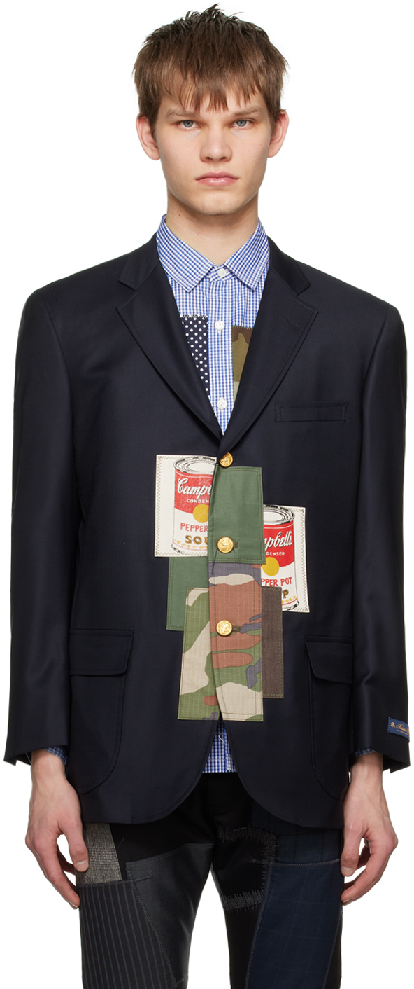 Junya Watanabe Navy Brooks Brothers Edition Notched Blazer Junya Watanabe