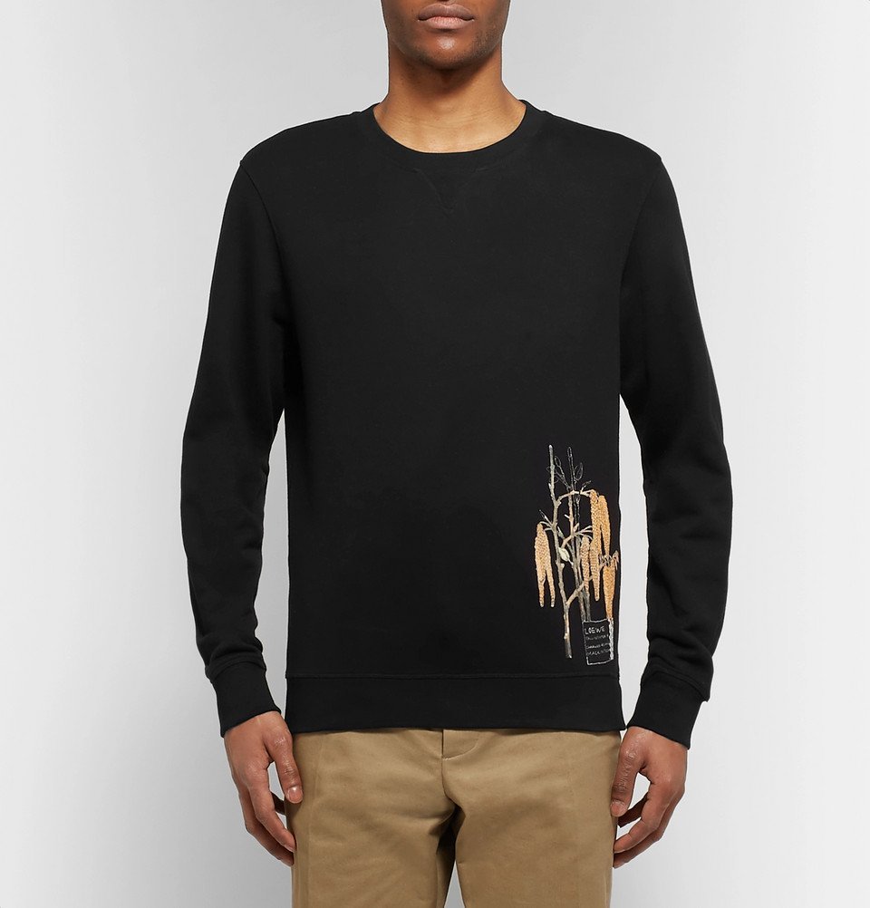 Loewe - Printed Loopback Cotton-Jersey Sweatshirt - Men - Black Loewe