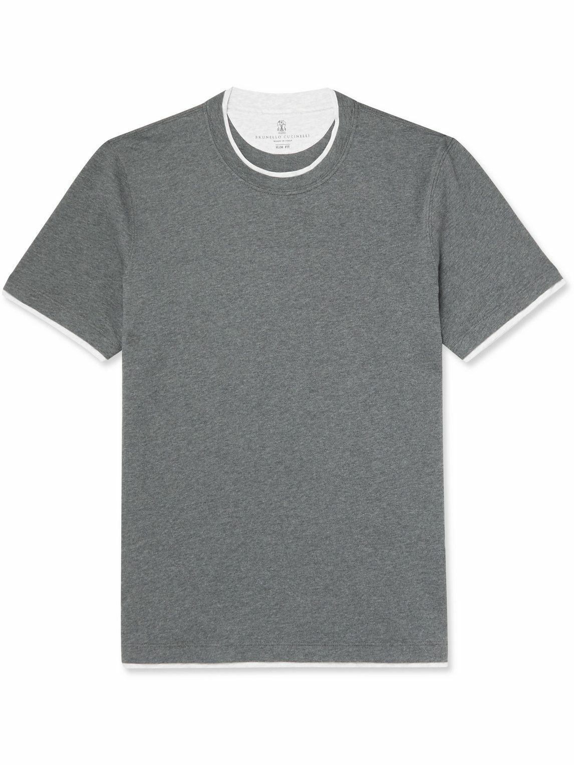 Brunello Cucinelli - Slim-Fit Layered Cotton-Jersey T-Shirt - Gray ...