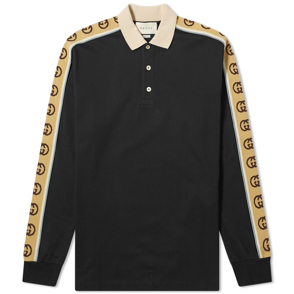 Gucci Long Sleeve Taped Logo Polo Shirt 