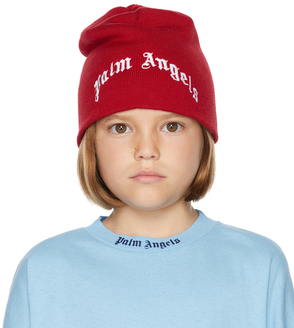 Palm Angels Blue Logo-Embroidered Knitted Beanie main image 1