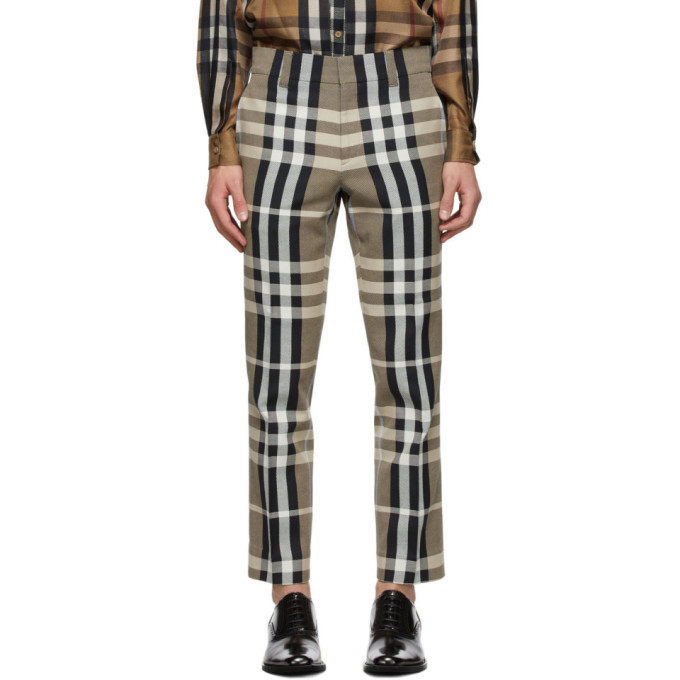 Burberry Beige and Black Check Trousers Burberry