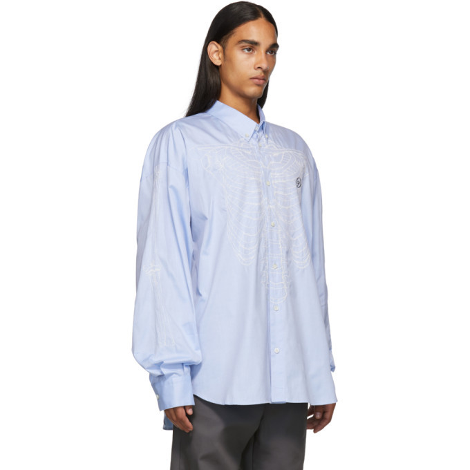 Doublet Blue Skeleton Embroidery Shirt Doublet