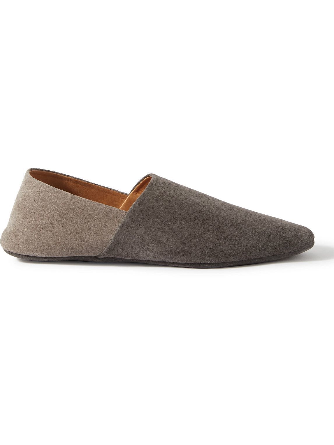 Mr P. - Collapsible-Heel Two-Tone Suede Travel Slippers - Gray Mr P.