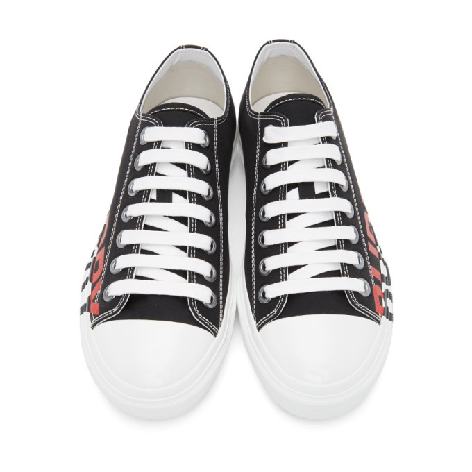 Burberry Black and Red Larkhall M Logo Sneakers Burberry
