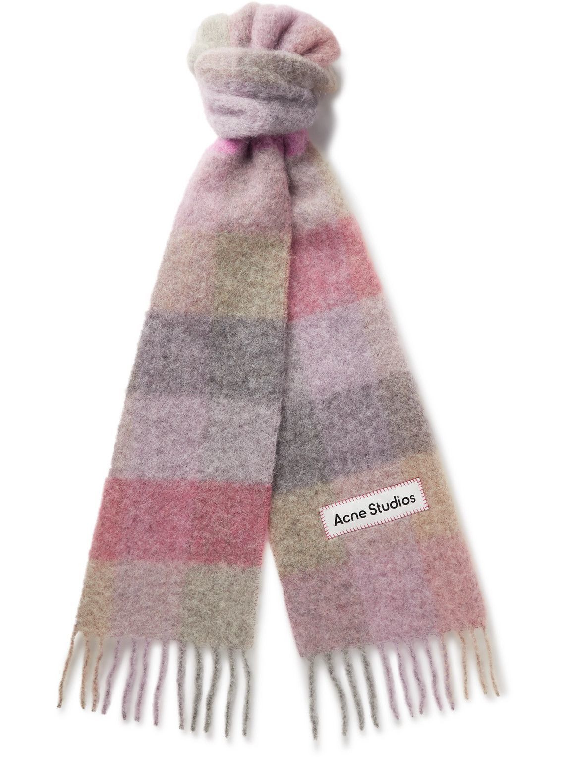 Photo: Acne Studios - Fringed Checked Knitted Scarf