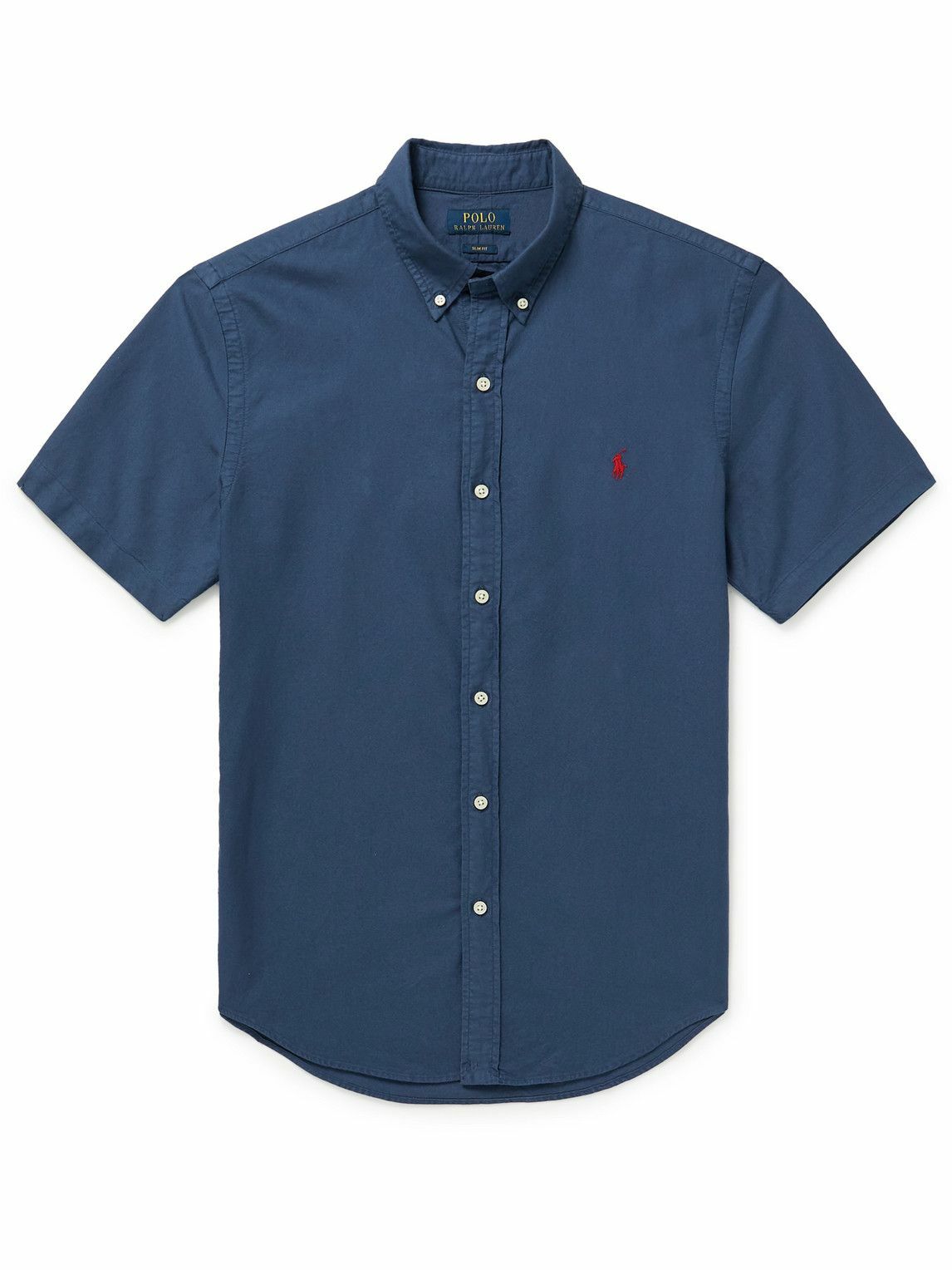 Photo: Polo Ralph Lauren - Slim-Fit Button-Down Collar Cotton-Chambray Shirt - Blue