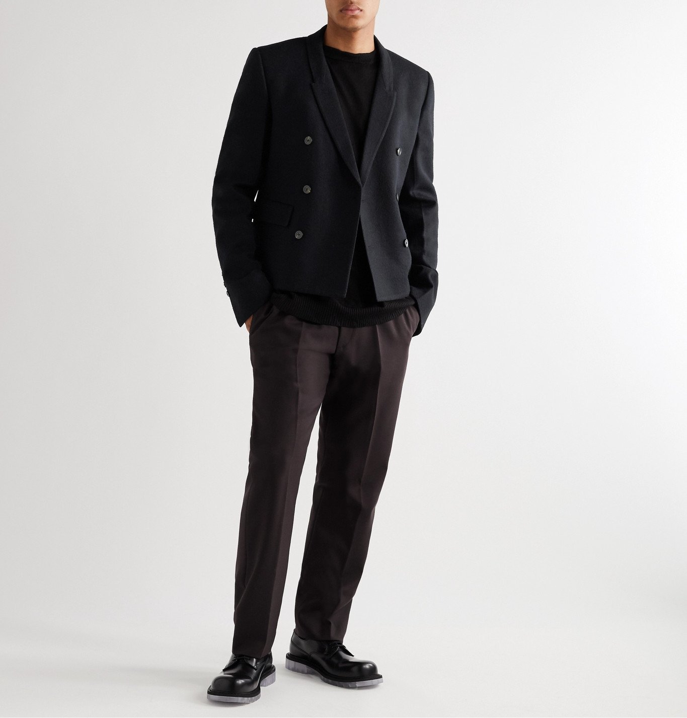 Rick Owens - Double-Breasted Cotton and Wool-Blend Flannel Blazer 