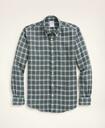 Brooks Brothers Men's Regent Regular-Fit Irish Linen Faded Tartan Shirt | White/Green/Navy