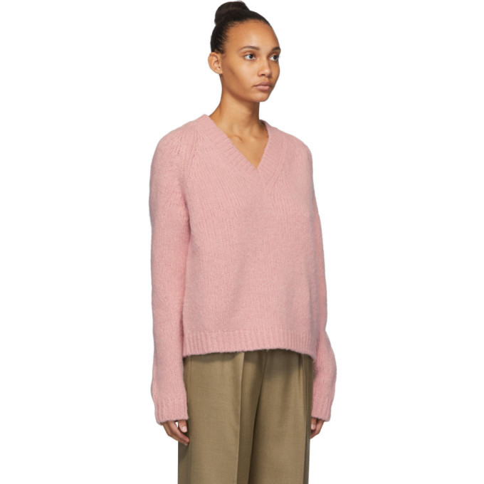 Mansur Gavriel Pink Alpaca V-Neck 