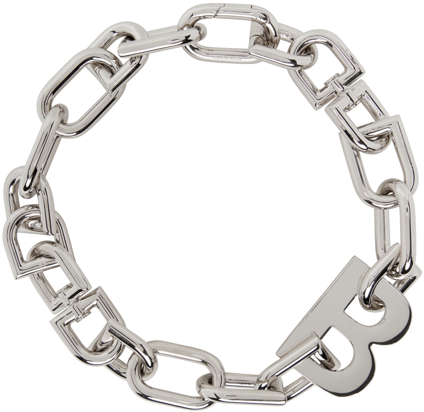 Balenciaga Silver XXL B Chain Necklace Balenciaga