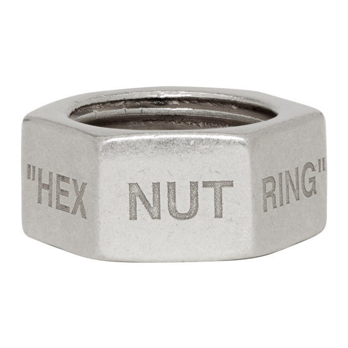 OffWhite Silver Hex Nut Ring OffWhite