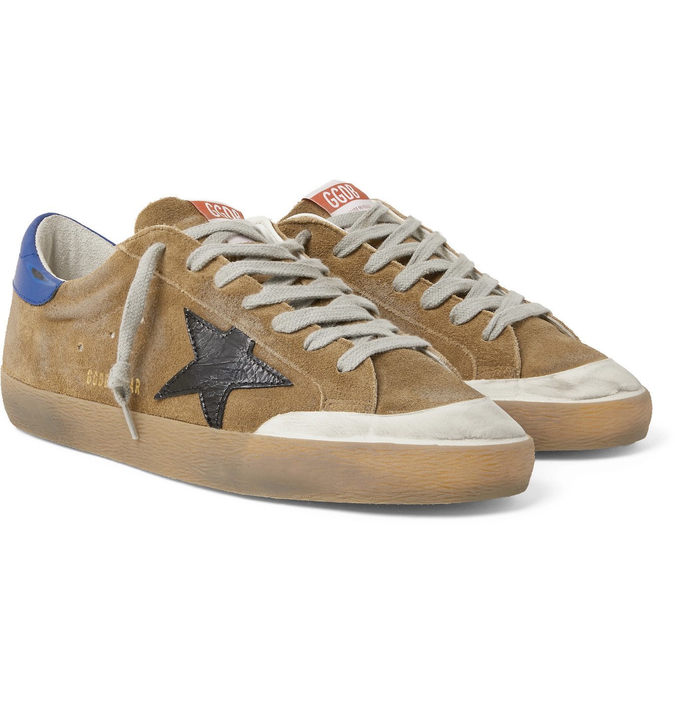 Golden Goose Superstar Distressed Suede and Leather Sneakers Brown