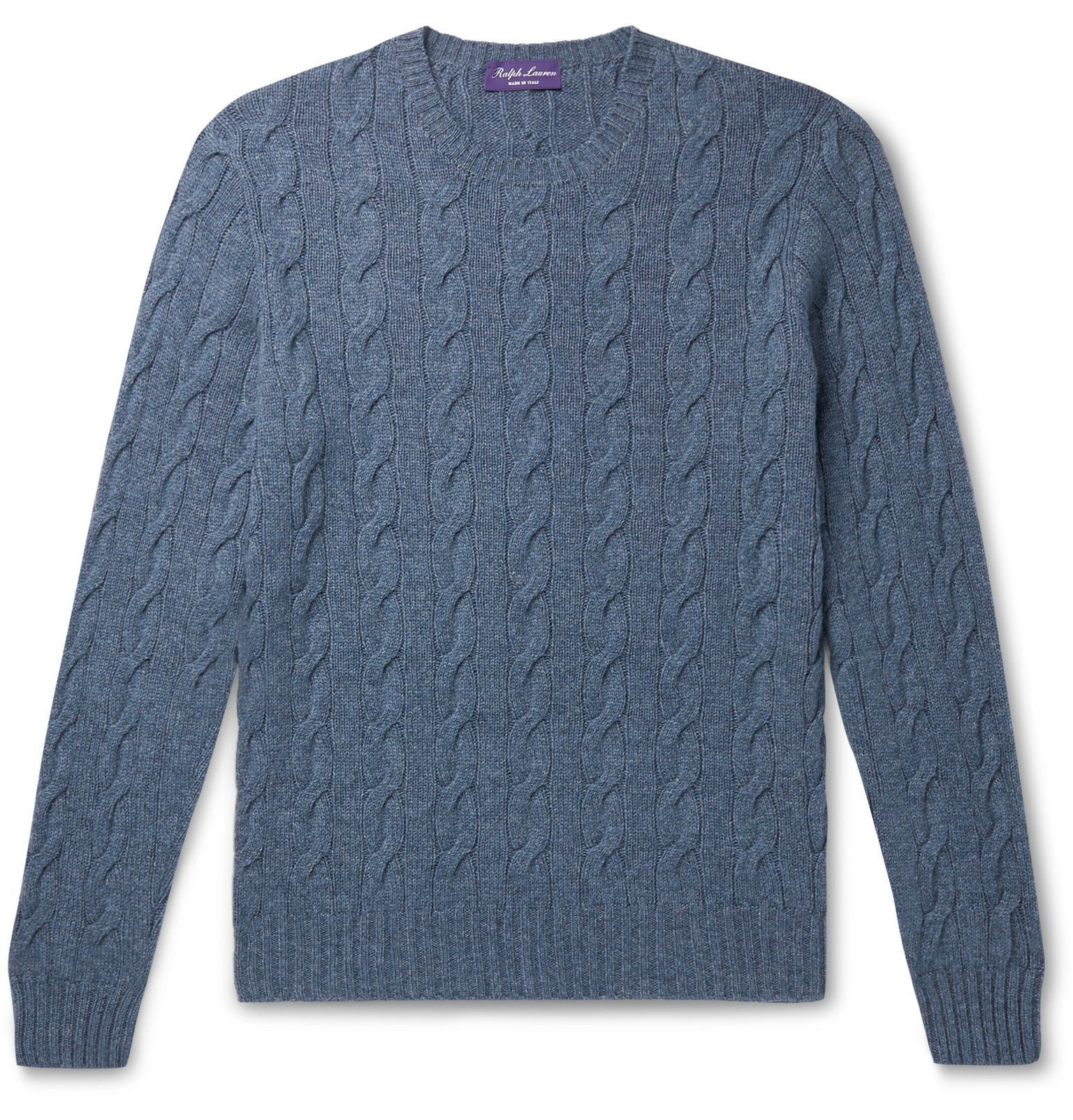 Ralph Lauren Purple Label - Slim-Fit Cable-Knit Cashmere Sweater - Blue ...