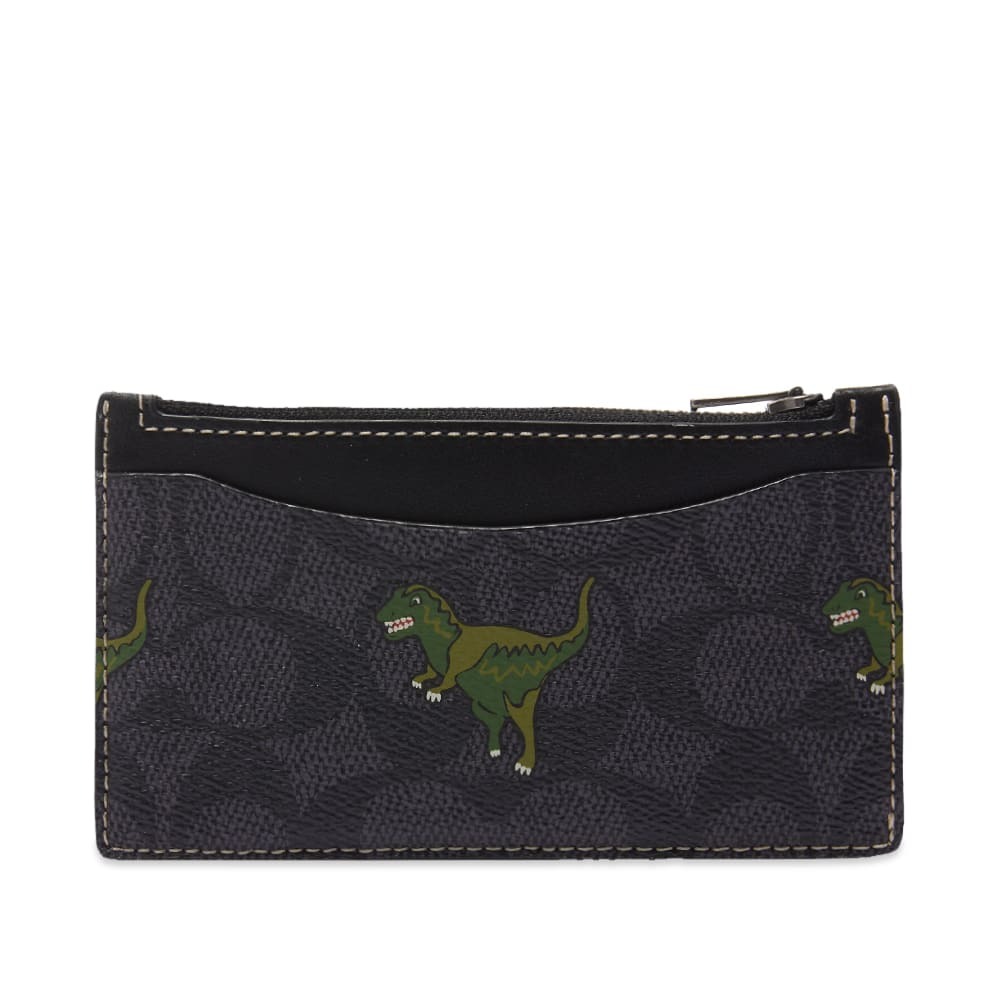Coach Men's Rexy Leather Zip Closure Card Case in Charcoal/Black Coach